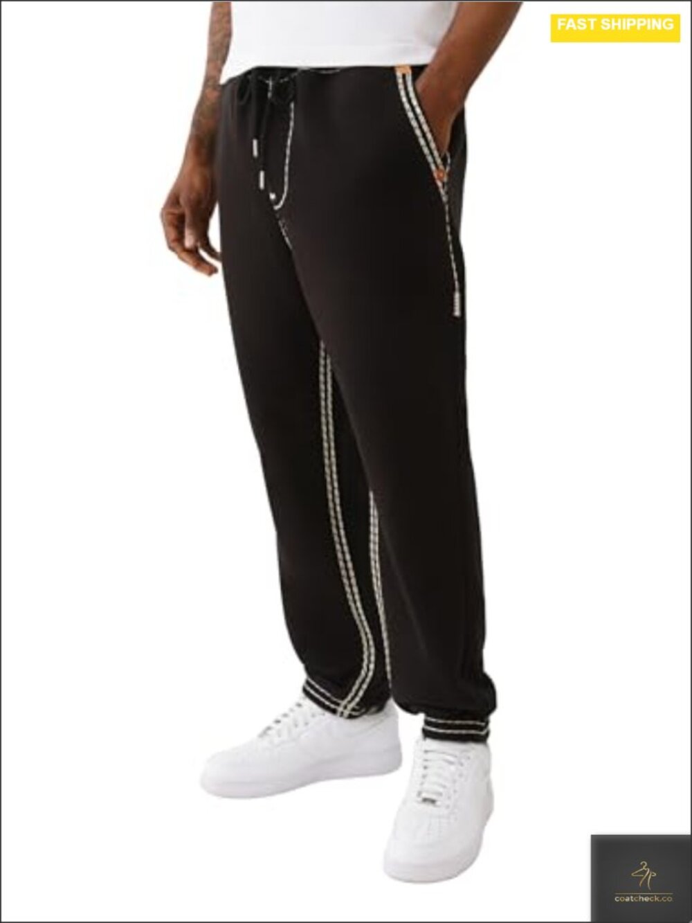Fleece-Lined Cotton Blend Joggers with Zipper Pockets